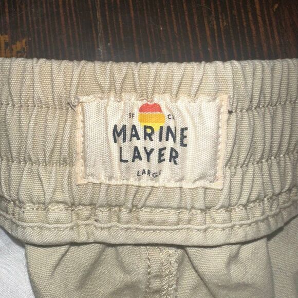 Marine Layer Saturday tan drawstring waist pull on shorts - Picture 4 of 5